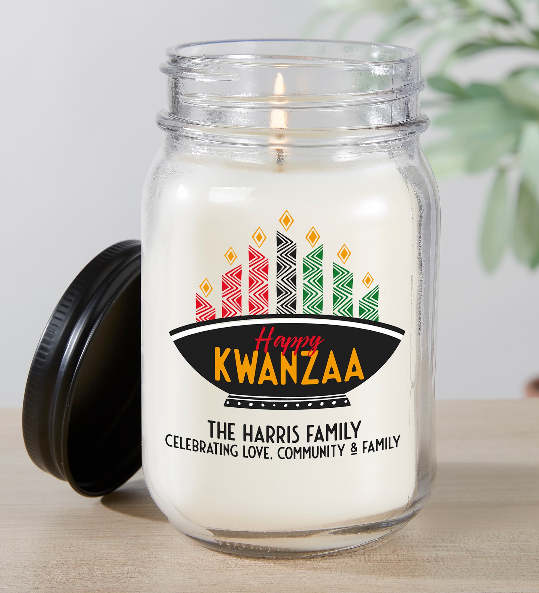 Kwanzaa Personalized Farmhouse Candle Jar